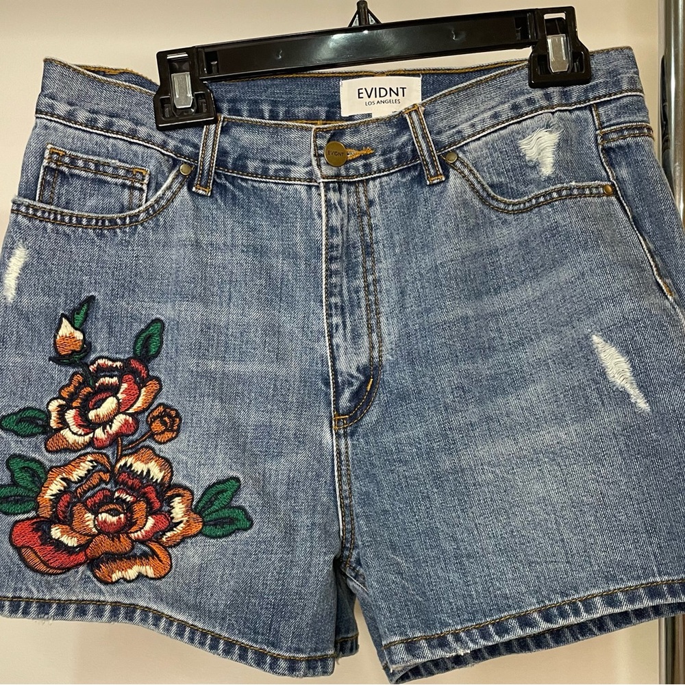 Embroidered jean shorts